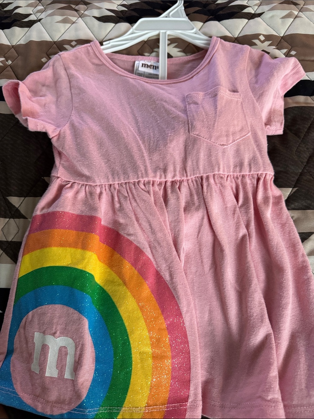 M&M'S Pink Short Sleeve Rainbow Pocket Dress